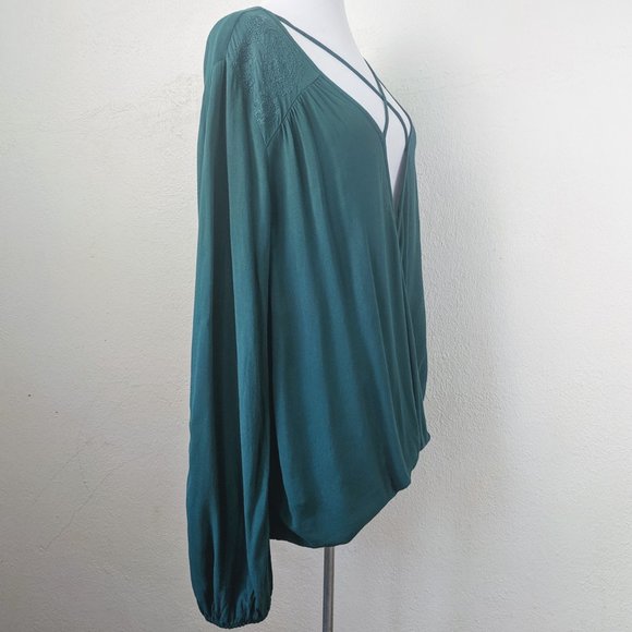 Evergreen Embroidered X Neck Peasant Top Katie K - Picture 4 of 8